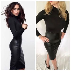 ✨Just In!✨Long Sleeve Vegan Leather Black Dress